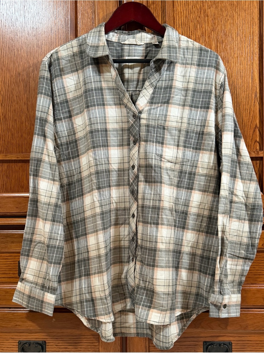 Weatherproof Vintage Plaid Flannel Button-Down Oversized Comfort Stretch Grunge